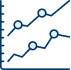 Drawn image of line graph with upward trend