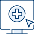Drawn image of a computer screen with a medical cross on it